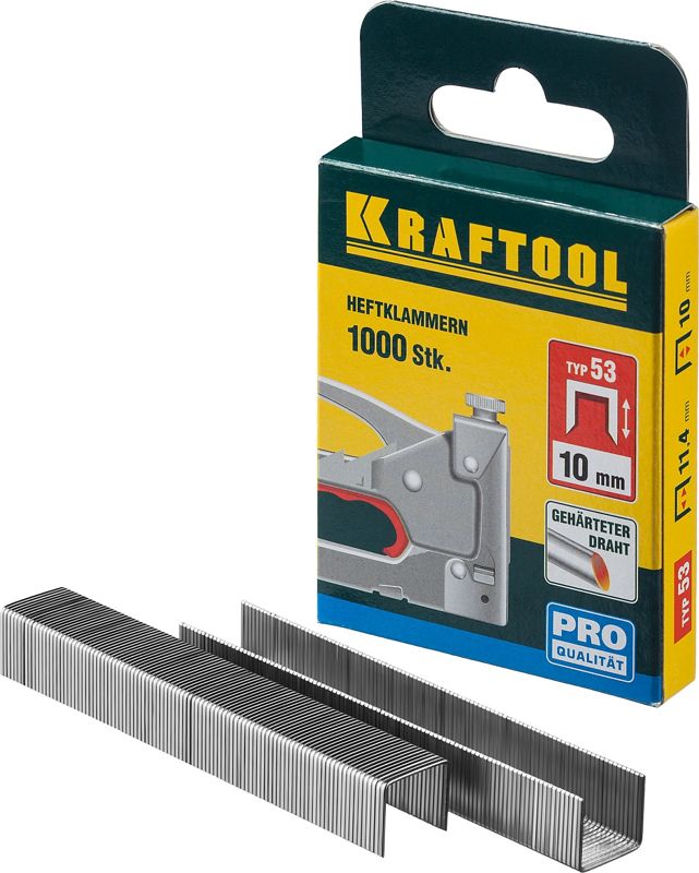 KRAFTOOL скобы тип 53 (A/10/JT21), 10 мм, калибр 23GA. 1000 шт (31670-10)
